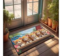 PKRD Farmhouse Bath Rug Five Adorable Kittens With Striking Blue Eyes. Doormat Front Porch Rug Outdoor Mats For Home Entrance(40X60CM)