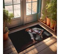 PKRD Farmhouse Bathroom Mats A Man In A Suit With Blood On His Face And Clothes, Holding An Axe. Doormat Stuff For Teens Summer Front Door Mat(50X80CM)