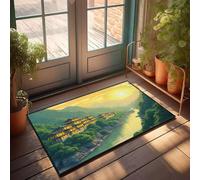 PKRD Front Door Inside Mat Golden Temple By The River At Sunset. Doormat Fall Rug Vintage Kitchen Decor And Accessories(65X90CM)