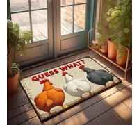 PKRD Front Porch Layered Rug Three Chickens Standing With Their Backs Turned. Doormat Decor For Man Cave Welcome Rugs Front Door Indoor(50X80CM)