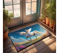 PKRD Funny Decor For Bar A Woman Rides A Winged Unicorn Through A Field Of Flowers. Doormat Outside Decor For Porch Inside Door Mats For Front(40X60CM)
