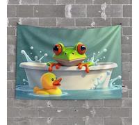 PKRD Funny Home Decor A Frog And A Duck In A Bathtub. Tapestry Dorm Wall Decorations Bedroom Wall Decor Above Bed(100X150CM)