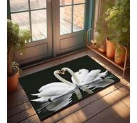 PKRD Funny Outdoor Mat Two Swans Forming A Heart Shape. Doormat Man Cave Accessories And Decor Man Cave Decor(40X60CM)