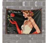 PKRD Funny Patio Decor A Woman In Red Gloves Holding A Rose. Tapestry Bedroom Door Decorations Tapistreys For Room(75X100CM)