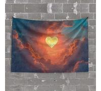 PKRD Funny Room Decor A Heart-Shaped Sun Shines Brightly Among The Clouds. Tapestry Boys Room Decor Teenager Funny Decor For Bar(75X100CM)