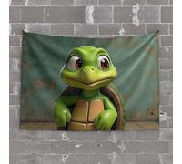 PKRD Garage Decor For Men A Cartoon Turtle With Big Eyes. Tapestry Wall Decor For Dorm Room Man Cave Bar(100X150CM)