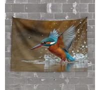PKRD Garage Decor For Men A Kingfisher Bird With Vibrant Blue And Orange Plumage Tapestry Stuff For Your Room Ceiling Decor(75X100CM)