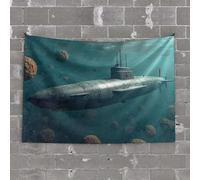 PKRD Garage Decor For Men A Submarine Exploring An Alien Underwater World. Tapestry Wall Decor For Dorm Room Man Cave Bar(100X150CM)