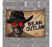 PKRD Garage Decor For Men Bean Outlaw: The Western Skull Tapestry Wall Decor For Dorm Room Man Cave Bar(100X150CM)