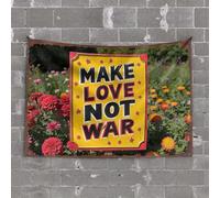 PKRD Garage Decor For Men Make Love Not War Sign With Flowers. Tapestry Stuff For Your Room Ceiling Decor(100X150CM)