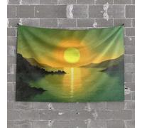 PKRD Garage Decor For Men Sunset Over Calm Waters With Mountains In Silhouette. Tapestry Wall Tapestry For Bedroom Man Cave Rules(75X100CM)