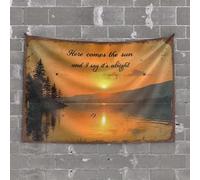 PKRD Home Bar Decor Here Comes The Sun And I Say It'S Alright. Tapestry Man Cave Decorations Aesthetic Room Decor(100X150CM)