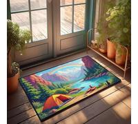 PKRD Indoor Mats For Front Door Entry Camping By The Lake With Rainbow In The Sky. Doormat Fall Kitchen Rugs And Mats Home Mats For Front Doo(40X60CM)