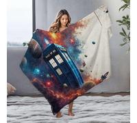 PKRD Large Blanket A Blue Police Box In Space With Planets And Stars. Flannel Blanket Blankets Ashtray(125x150cm)