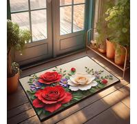 PKRD Large Front Door Mat Indoor A Vibrant Bouquet Of Red, White, Purple Doormat Fall Rug Fall Outdoor Rug(40X60CM)