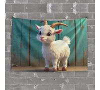 PKRD Man Cave Decorations A Cute Cartoon Goat With Big Eyes. Tapestry Men Decor Cool Things For Your Room(75X100CM)