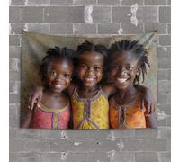 PKRD Man Cave Decorations Three Girls In Colorful Dresses Smiling. Tapestry Men Decor Cool Things For Your Room(75X100CM)