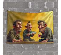 PKRD Man Cave Decorations Three Men Celebrate With Fish And Drinks. Tapestry Backyard Bar Decor Tapestry For Bedroom Aesthetic(100X150CM)
