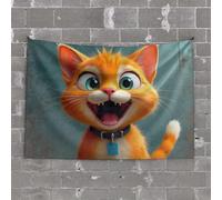 PKRD Man Cave Rules A Cheerful Orange Cat With Big Blue Eyes. Tapestry Decor For Man Cave Man Cave Accessories And Decor(100X150CM)