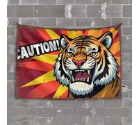 PKRD Man Cave Rules Caution! Tiger Warning. Tapestry Decor For Man Cave Man Cave Accessories And Decor(75X100CM)