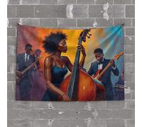 PKRD Men Cave Decor A Vibrant Jazz Band Performs Passionately. Tapestry Outdoor Bar Decor Tapsterys Wall(75X100CM)