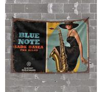 PKRD Men Cave Decor Blue Note: Sad Saxophone Melodies Tapestry Outdoor Bar Decor Tapsterys Wall(100X150CM)