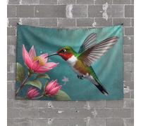 PKRD Men Decor Hummingbird Feeding On Pink Flower Tapestry Outdoor Bar Accessories Decor Home Decor Men(75X100CM)