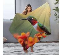 PKRD Mom Blanket A Colorful Hummingbird Perches On A Vibrant Orange Flower. Flannel Blanket Blankets Yellow Throw Blanket(150x200cm)