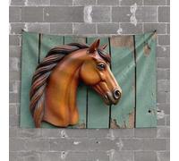 PKRD Outdoor Bar Accessories Decor A Horse Head Sculpture On A Wooden Wall. Tapestry Man Cave Decorations Room Decore(75X100CM)