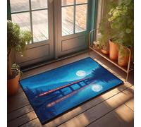 PKRD Outdoor Door Mat Large Train Crossing Bridge Under Full Moon. Doormat Large Front Door Mat Indoor Room Stuff(50X80CM)