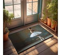 PKRD Outside Rugs For Front Door A Ballerina In A White Tutu Gracefully Poses. Doormat Fall Door Mats Outdoor Small Outdoor Rug(40X60CM)