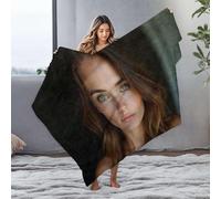 PKRD Plush Blanket A Woman With Long Brown Hair Looking Directly At The Camera. Flannel Blanket Bluey Blanket Bluey Blanket(150x200cm)