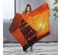 PKRD Plush Blanket Sailboat Sailing On The Ocean At Sunset. Flannel Blanket Big Blanket Easter Blanket(150x200cm)