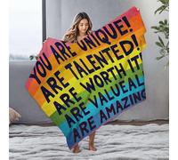 PKRD Plush Blanket You Are Unique, Talented, Worth It, Valuable, Amazing! Flannel Blanket King Size Throw Blanket For Bed Blanket Queen Size(127x100cm)