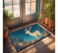 PKRD Porch Mats For Front Door Outside A Deer Adorned With Intricate Patterns Stands In A Mystical Forest. Doormat Bedroom Door Decorations Welcome Mat Outdoor Funny(65X90CM)