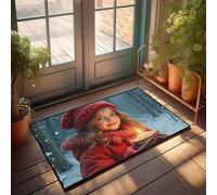 PKRD Retro Rugs A Child In A Snowy Forest Holds A Lit Candle. Doormat Teen Room Decor Fall Welcome Mats Outdoor(50X80CM)