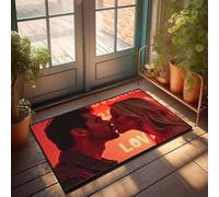 PKRD Spring Door Mats For Outside Entry A Couple Shares An Intimate Moment Under Red Lighting. Doormat Garage Accessories For Man Cave Indoor Outdoor Mat(40X60CM)