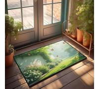 PKRD Spring Door Mats For Outside Entry Butterflies Fluttering Among Vibrant Flowers In A Serene Garden. Doormat Garage Accessories For Man Cave Indoor Outdoor Mat(65X90CM)