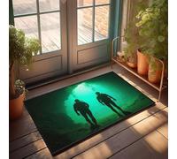 PKRD Spring Welcome Mats Outdoor Two Divers Explore An Underwater Cave. Doormat Home Decor For Men Funny Home Decor(50X80CM)