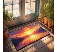 PKRD Summer Rug Sunset Over Calm Lake With Mountains In Background. Doormat Large Door Mats Outdoor Outside Fall Decor(50X80CM)