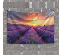 PKRD Tapestry For Bedroom Aesthetic Sunset Over Lavender Fields. Tapestry Funny Patio Decor Wall Hanging(75X100CM)
