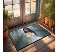 PKRD Thankful Kitchen Mat A Woman In A White Dress Stands By A Canal. Doormat Outside Fall Decor Large Outdoor Rug(50X80CM)