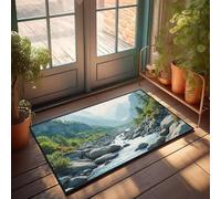 PKRD Thankful Kitchen Mat Rocks Line A River Flowing Through A Mountain Valley. Doormat Outside Fall Decor Large Outdoor Rug(50X80CM)