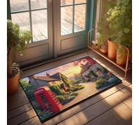 PKRD Things For Boys Room A Picturesque Village Street With Charming Cottages, Vibrant Flowers Doormat Outdoor Door Mats For Outside Entry Man Cave Bar(40X60CM)