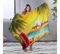 PKRD Throw Blanket For Couch A Refreshing Can Of Apple Juice On A Tropical Beach At Sunset. Flannel Blanket Large Throw Blanket Warming Blanket(150x200cm)