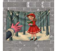 PKRD Wall Tapestry A Girl In Red Reads To A Giant Hand. Tapestry Man Cabe Decor Kawaii Room Decor(75X100CM)