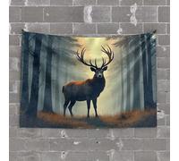 PKRD Wall Tapestry For Bedroom A Majestic Stag Stands In A Misty Forest. Tapestry Garage Accessories For Man Cave Room Decor Aesthet(100X150CM)