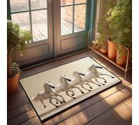 PKRD Welcome-Ish Door Mat Four White Horses Running Together. Doormat Man Cabe Decor Funny Kitchen Decor(50X80CM)
