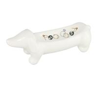 PKRFCJ Dachshund Ring Holder, Dachshund Decor Jewelry Dish Tray Trinket Tray Ceramic Funny Dachshund Shape Can Store Jewelry and Keys Suitable for Dressing Table Washstand (White)