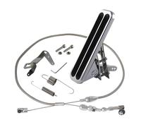 PKSABB Universal Billet Floor Mount Aluminum Gas Pedal and 24" Stainless Steel Throttle Cable with Bracket Spring Set Hot Rod for Chevy Ford Hot Rods Silver